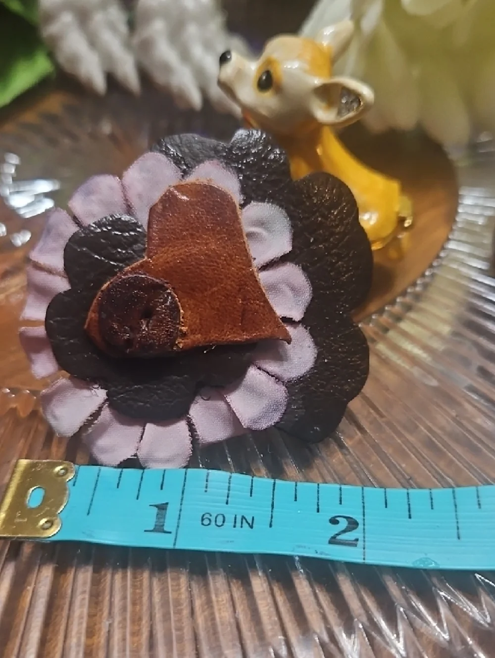 Hand Crafted Genuine Leather Flower Dog Collar Charm NEW